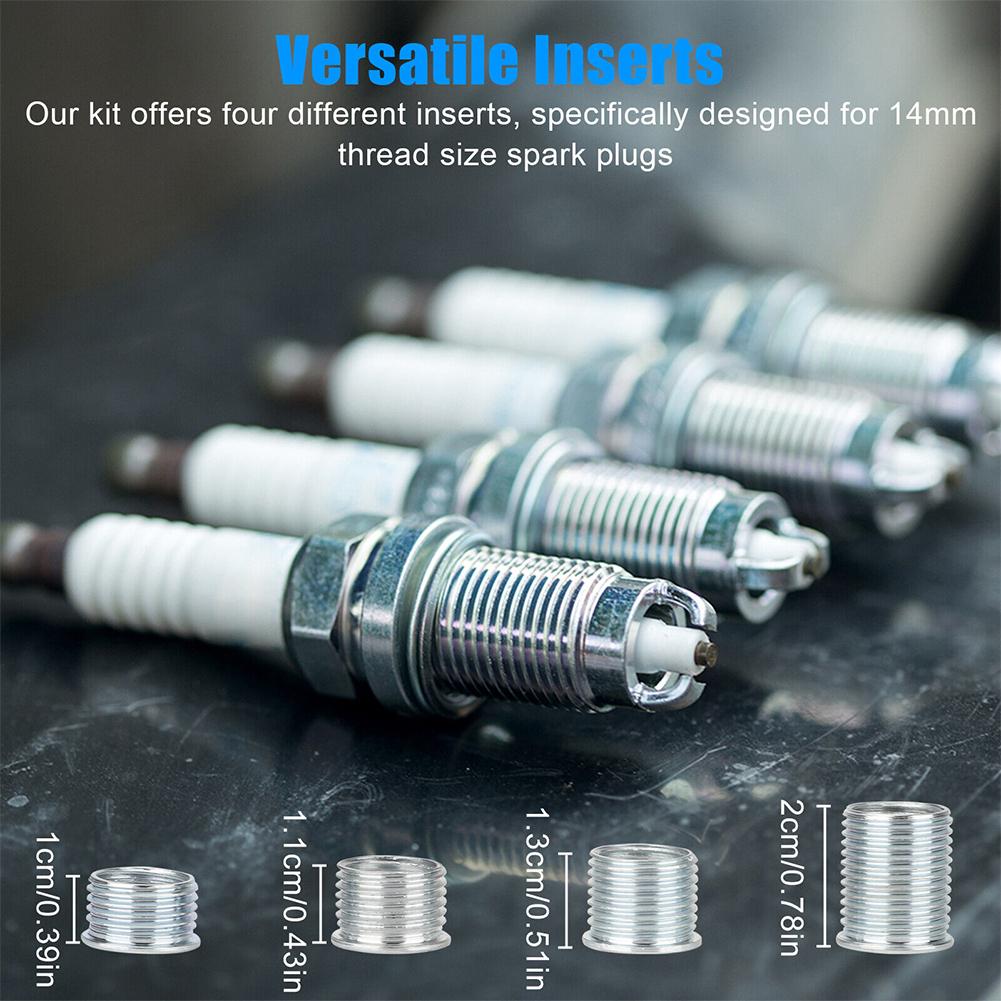 Zestaw do naprawy gwintu świecy zapłonowej Frezownik Gwintownik M14 x 1.25 Z 4 wkładkami 14mm Frezownik Narzędzie do naprawy gwintu cylindra