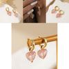 Elegant Pink Heart-shaped Crystal Earrings For Women Trendy Street Style