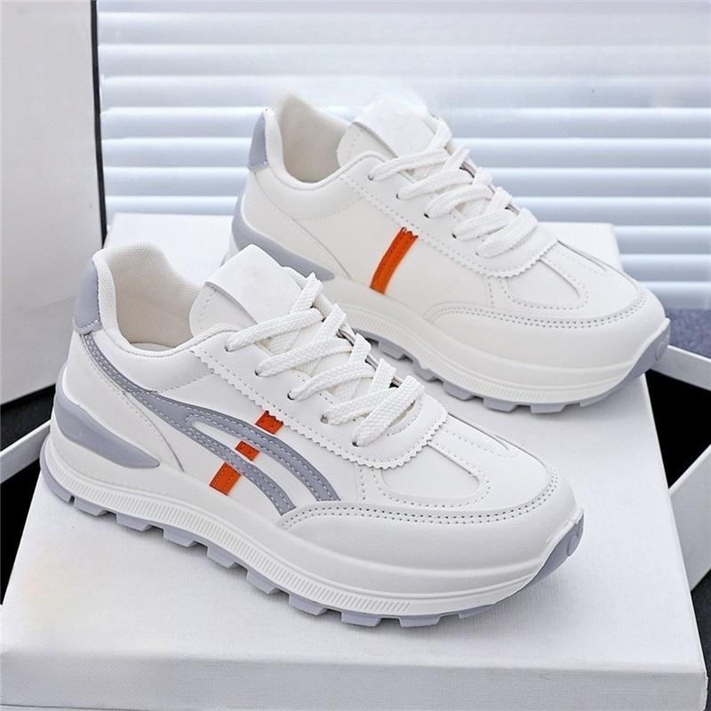 Womens Breathable White Chunky Sneakers Platform Dad Shoes 35 серый