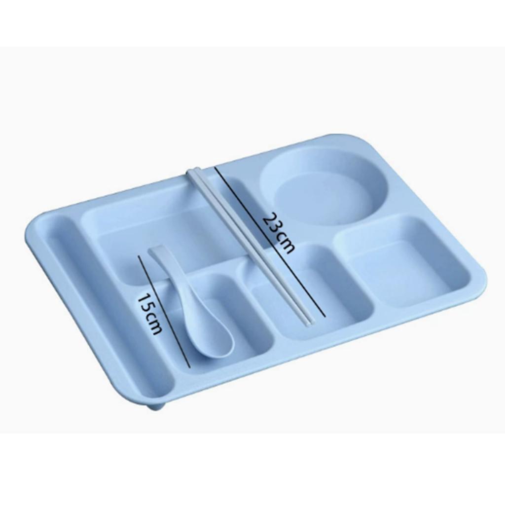 Dinner Plate Straw Lunch Snacks Dish Spoon Chopsticks Set