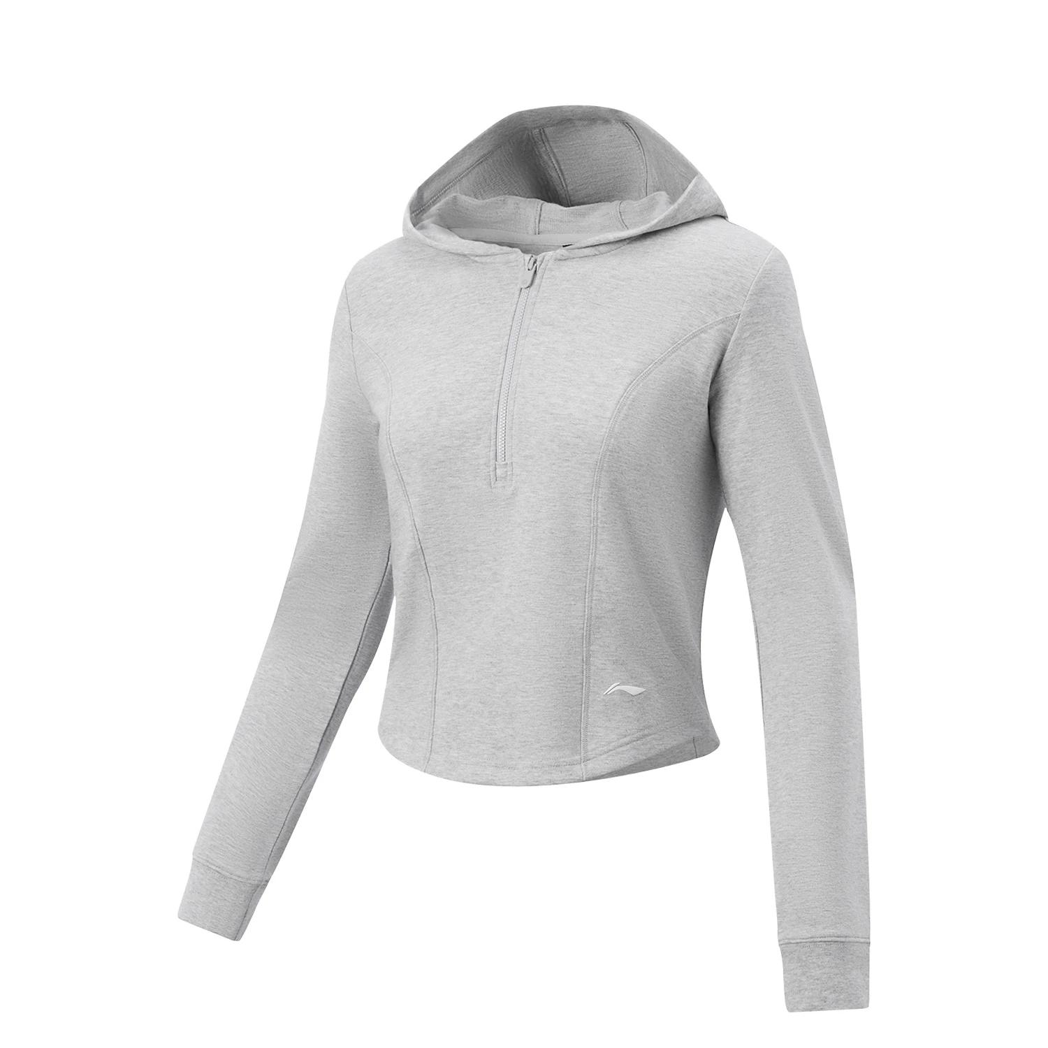 Li-Ning Plain Hooded Soft Simple Versatile Sweatshirt Women tops AWDW272-5 M