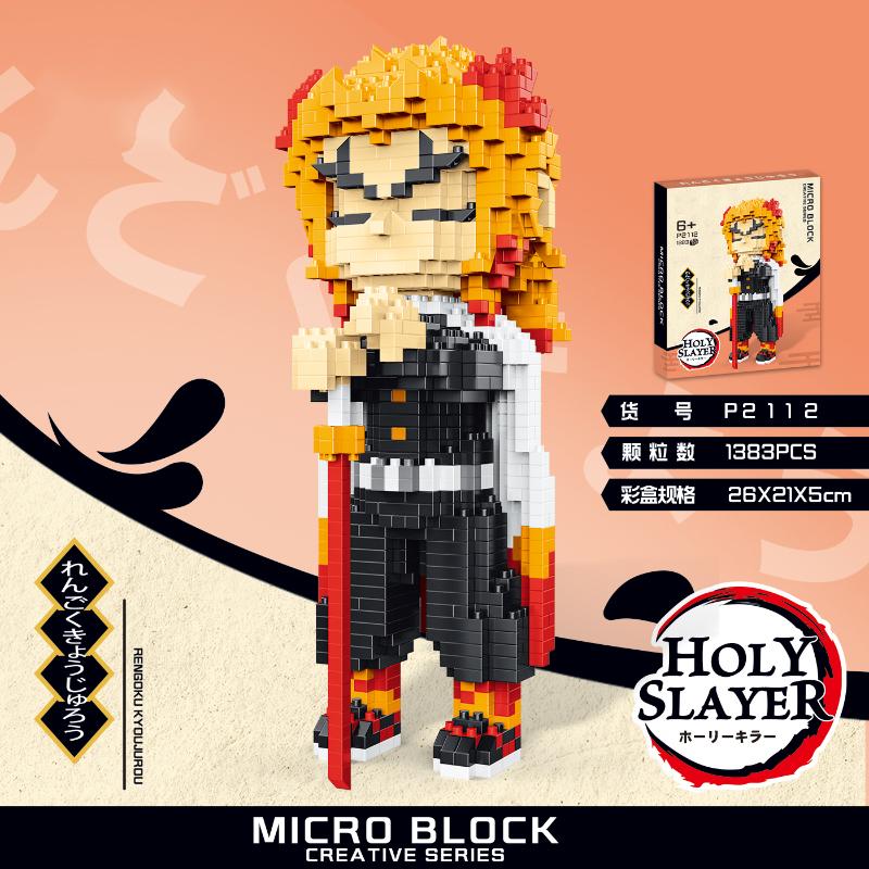 Hot Sale Japanese Anime Characters Micro Building Blocks Toys Demon Slayer Anime Figures Mini Bricks Kids Gifts