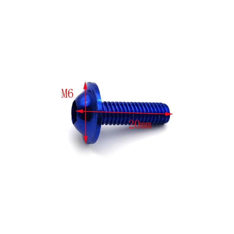 10/100 Piezas M6 X 20 mm Negro Rojo Azul Dorado Aluminio Anodizado Tornillos de Carenado Tornillos de Tornillo para Motocicleta