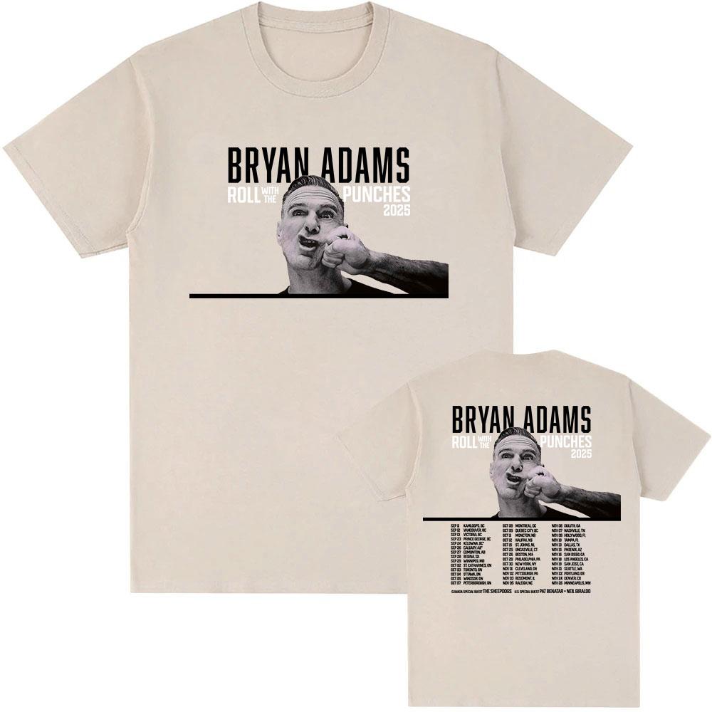 

ROLL WITH THE PUNCHES TOUR 2025 Футболка BRYAN ADAMS Графічні футболки Бавовна Літо Чоловіча Жіноча Футболка Круглий виріз Унісекс Одяг S