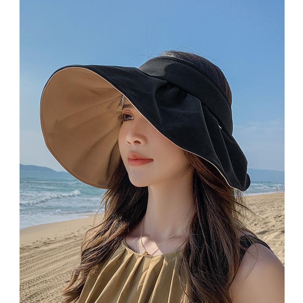 Women Summer Sunhat Wide Brim Anti-uv Sun Protection Hat Empty Top Sun Visor Cap For Cycling Fishing Shopping