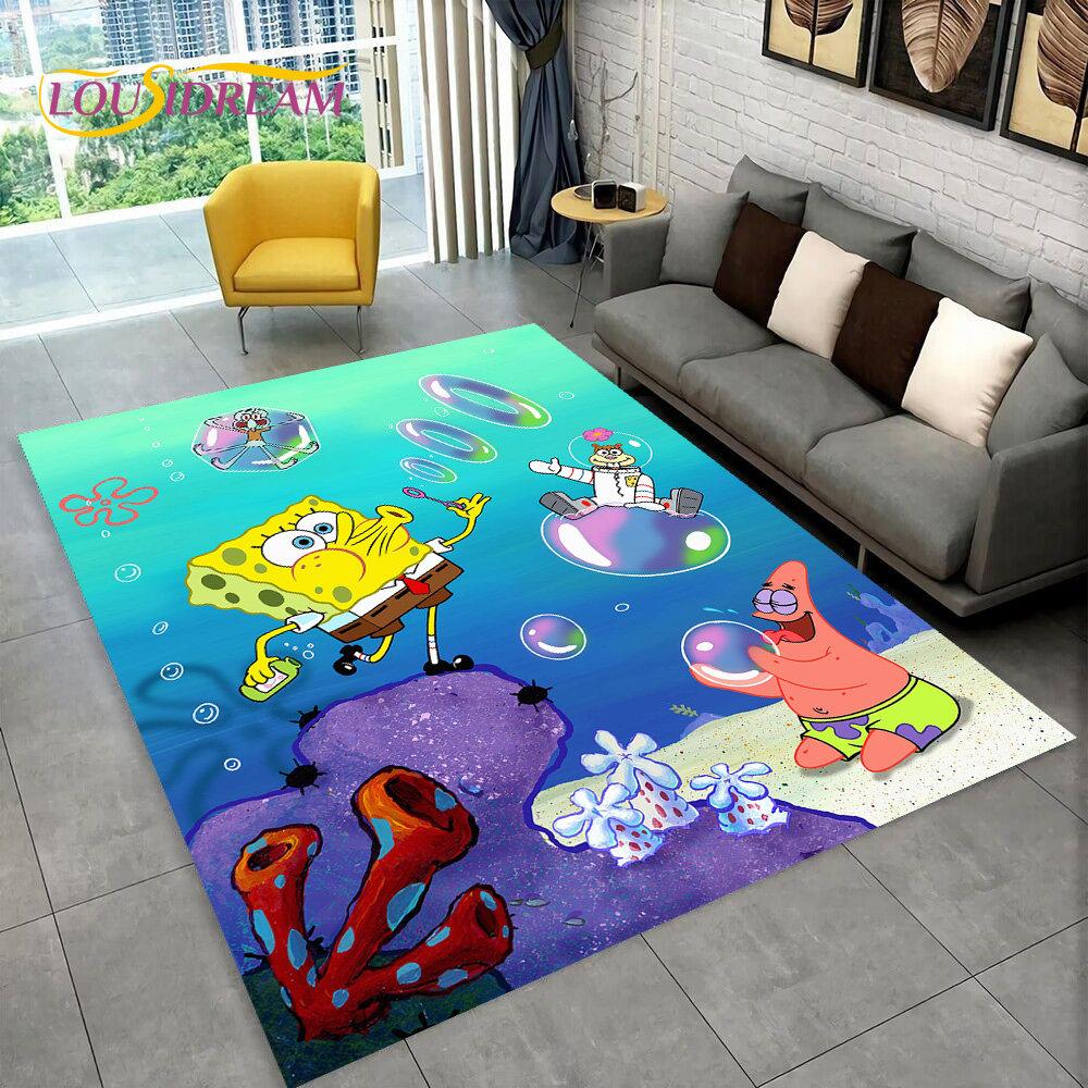 Cartoon S-SpongeBob Area Rug,Carpet Rug for Home Living Room Children Bedroom Sofa Doormat Decor,kids Play Non-slip Floor Mat