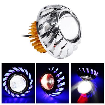 1 pieza de faro estroboscópico para motocicleta y coche, lámpara DRL Halo, doble LED, Angel Devil Eyes, lente de proyector, luz alta/baja
