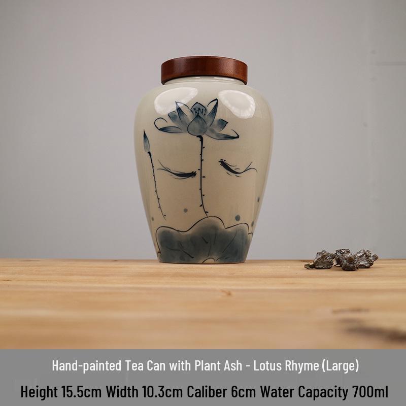 Hand-painted Bamboo Ceramic Tea Canister - Moisture-proof Storage for Green, White, and Pu'er Tea