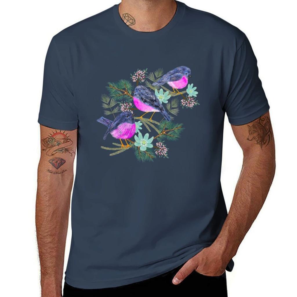 Pink Robins Tshirt Lightweight Sport Basic Tshirt