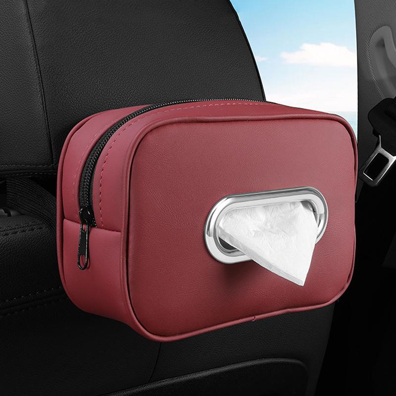 SEAMETAL Car Tissue Box Leather Sun Visor Tissue Holder Auto Interior Paper Napkin Organizer Decoration Car Accessories