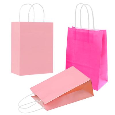 Colorful Paper Bag with Handle Pink Rosered Available Gift Packaging for Birthday Wedding Festival Party Storage Goodie Bags ZYF