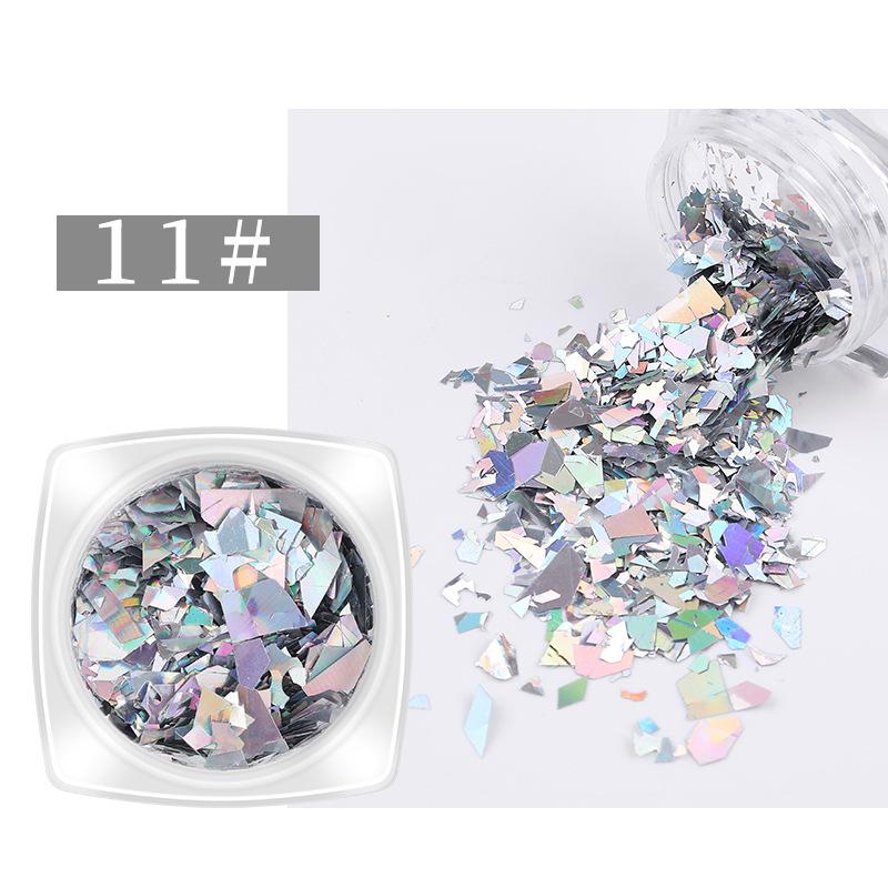 Iridescent Nail Art Sequins: Colorful Cellophane Fragments & Aurora Paper