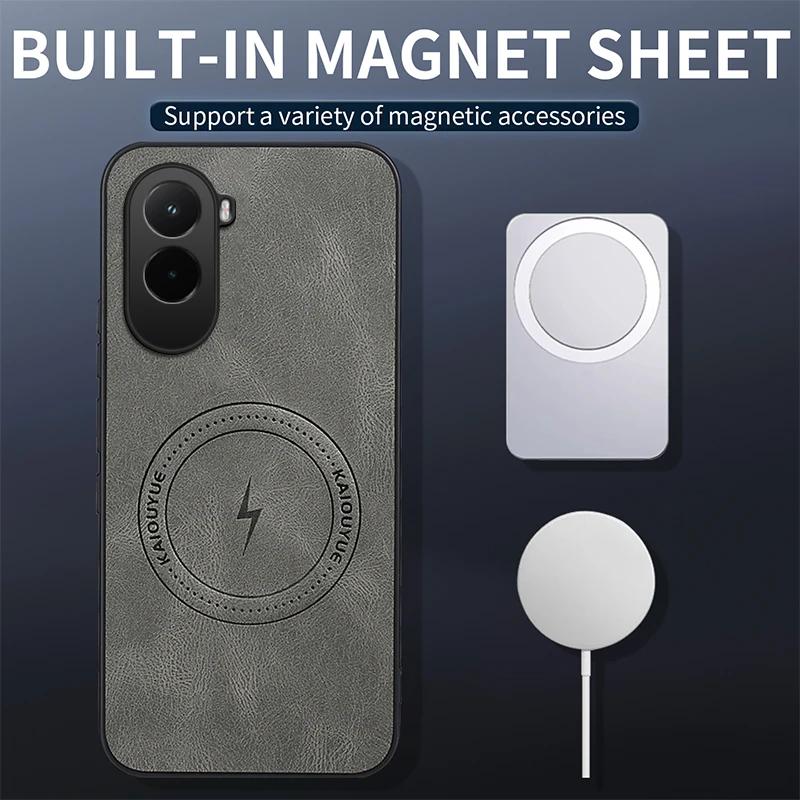 For POCO M7 4G Case for Magsafe Luxury Sheep Skin Magnetic Matte Leather Cover for POCO M7 Plus M 7 Shockproof Anti-drop Bumper