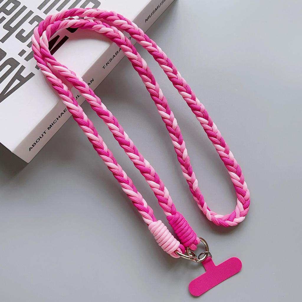 Stylish Braided Crossbody Lanyard: Adjustable, Four-Strand, Color-Block, Anti-Drop Phone Chain