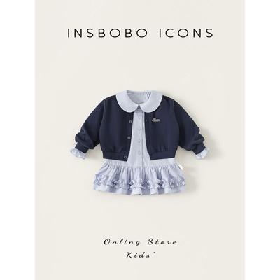 Insbobo Girls' Spring Dress 2026 New Spring Style Baby Girl Outfit Children's Academy Style Two-Piece Set