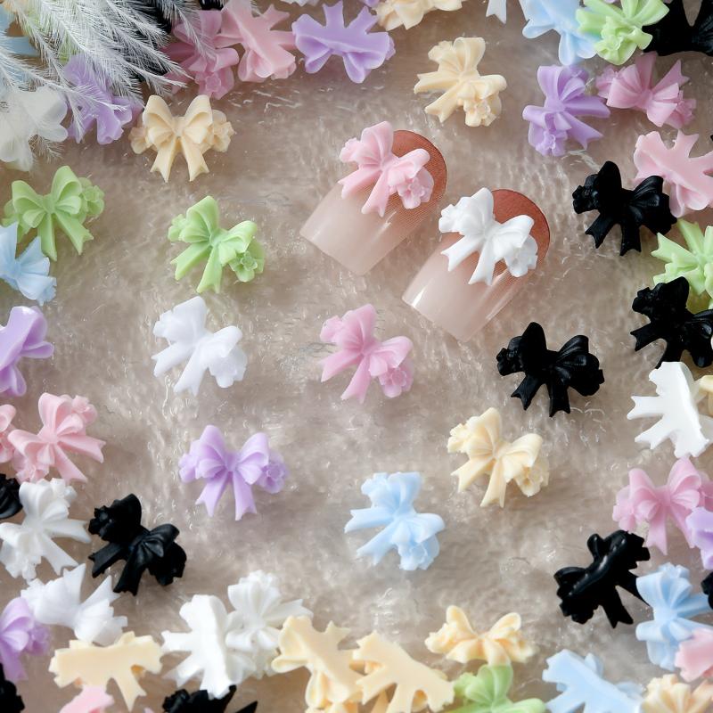 20/50Pcs Mixed Resin Double Layer Bowknot Nail Art Charms 3D Colorful Bow Nail Art Decorations Diy Manicure Parts Salon Supply