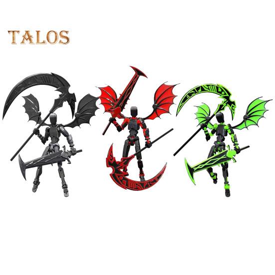 Devil Robot Action Figure with Wing Weapon Accessory Movable Joints 3D Printed Robot Model Toy Stress Relief Articulated Dummy Figurine Decoration