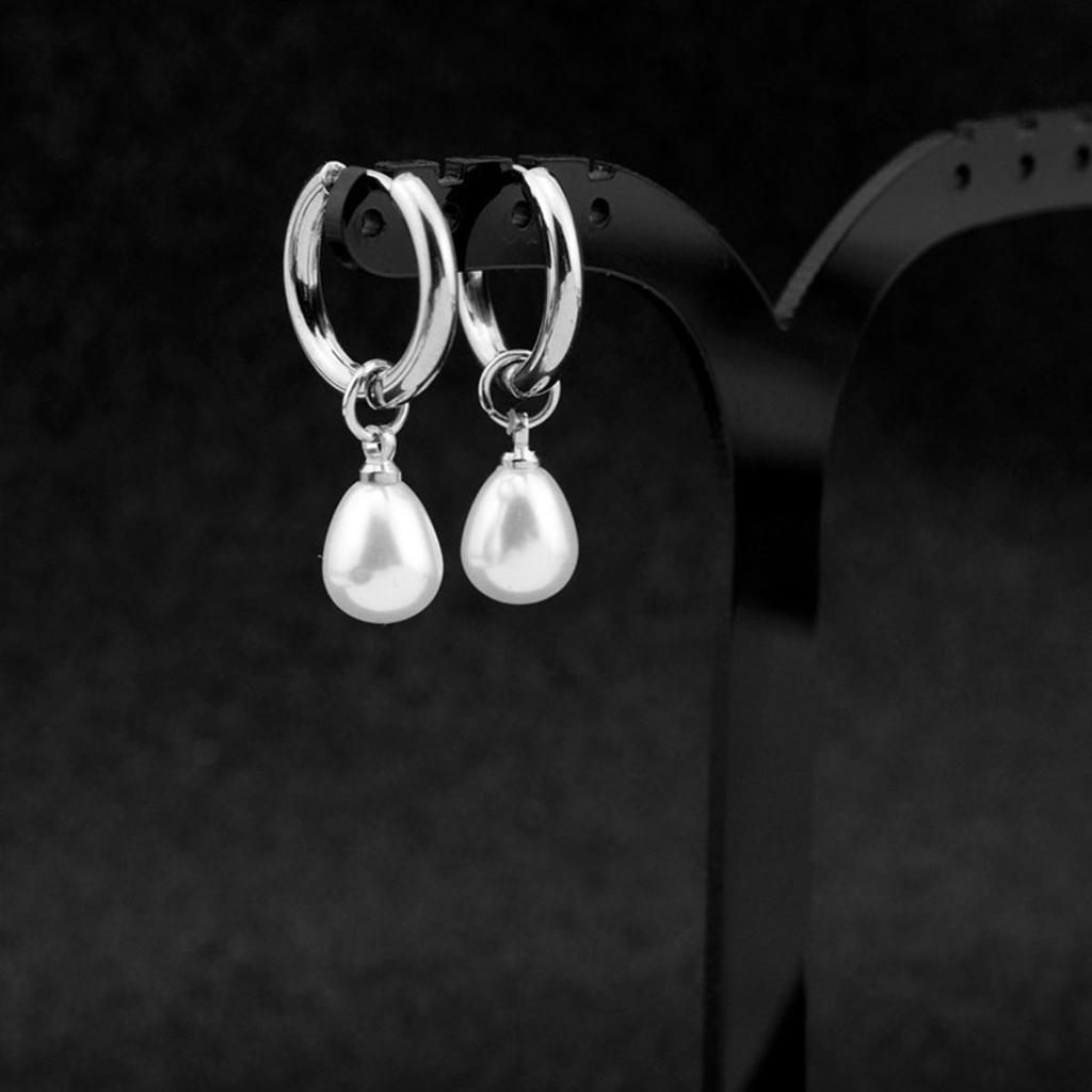 Stainless Steel 18K Gold Plated Water Drop Pearl Earrings for Women