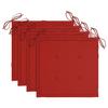 Chaises de jardin - MAISON EXCLUSIVE - Chaises à lattes - Acacia massif - Lot de 4 avec coussins imperméables - Contemporain rouge