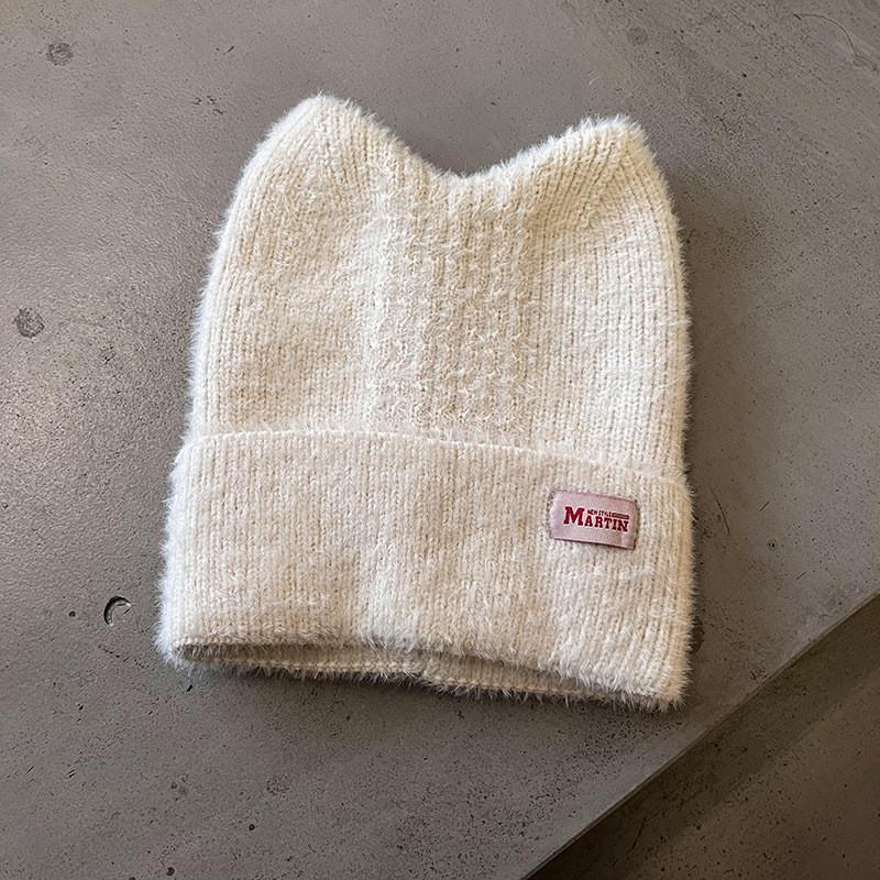Candy Colored Sweet Cat Ear Shaped Women Warm Knitted Hat For Winter Outings
