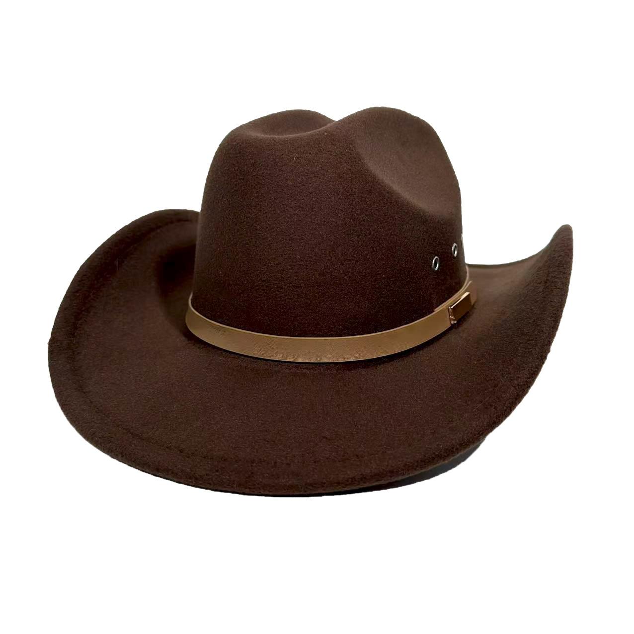 

American Western Cowboy Hat Felt Top Hat Men S And Women S Riding Hat New Jazz Hat Top Hat M（56-58cm） темно-коричневого кольору
