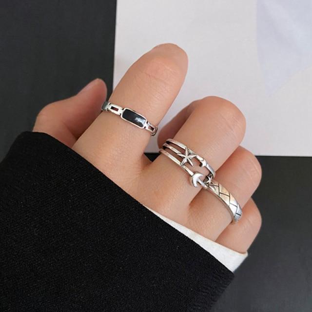 Retro For Women Punk Butterfly Heart Rings Set Retro Gothic Ancient Color Color Dice Angel Wings Charms Finger Rings JewelryVintage Rings