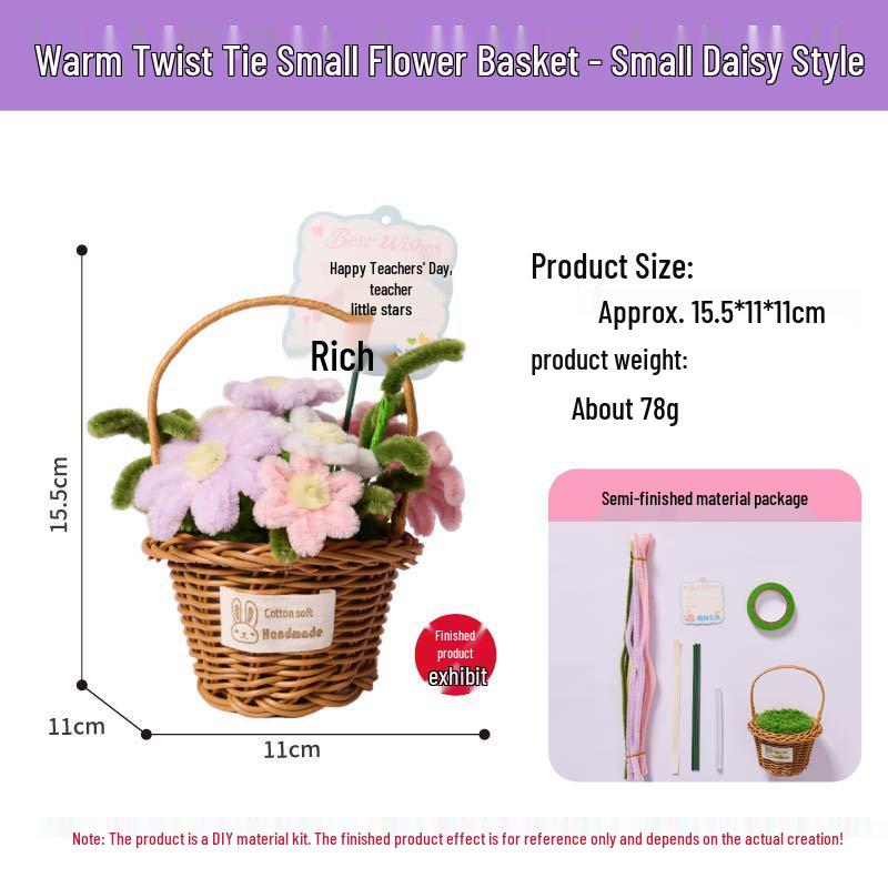 Teacher s Day Gift: Handmade Warm Twist Flower Basket DIY Craft Kit