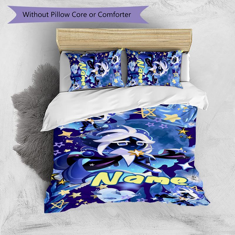 3pcs Custom Name Cookie Run Kingdom Bedding Set Duvet Cover Closure Includes 1 Duvet Cover & 2 Pillowcases for All Seasons Bedroom Decor
