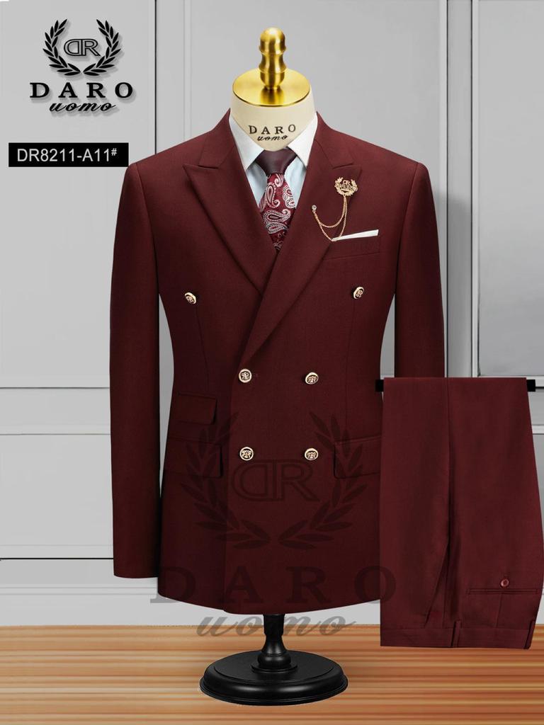 Men's Large Double-Breasted Wedding Suit & Groomsmen Two-Piece Set