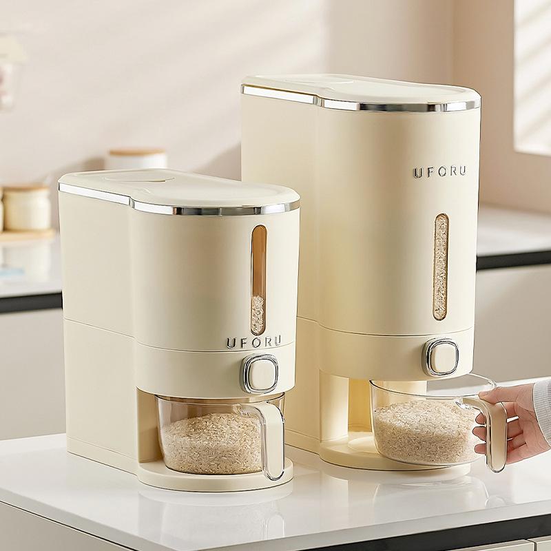 Druck-zu-Entnahme Insekten- & Feuchtigkeitsgeschützter Reislagerbehälter, Lebensmittelechter Versiegelter Eimer für die Küche