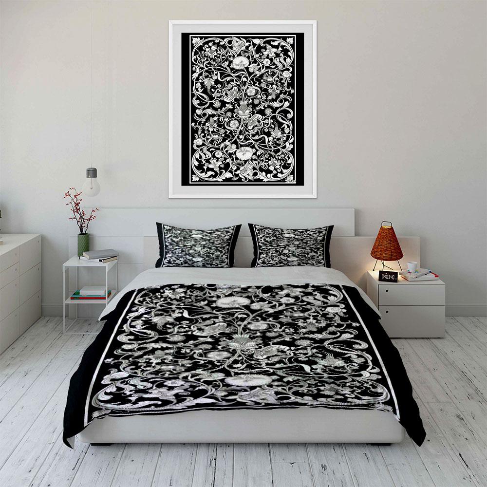 Floral vines with flowers. Bedding sets Duvet cover sets Duvet covers Pillowcases(1* Duvet Cover 2* Pillowcases without duvet insert)
