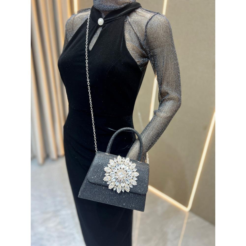 New Fashion Women Bag,Vintage Rhinestone Chain Square Bag,Diamond Handbag Crossbody Evening Bag