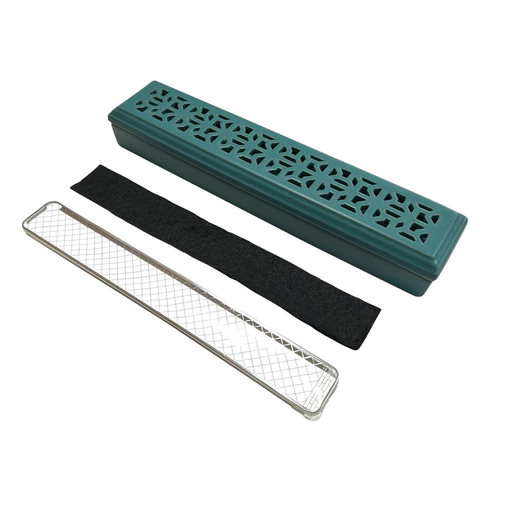 L CLOVER Incense Holder, Horizontal Storage with Lid, Stainless Steel Net, Buddhist Altar, Incense Burner, Incense Holder, Ceramic (Green)
