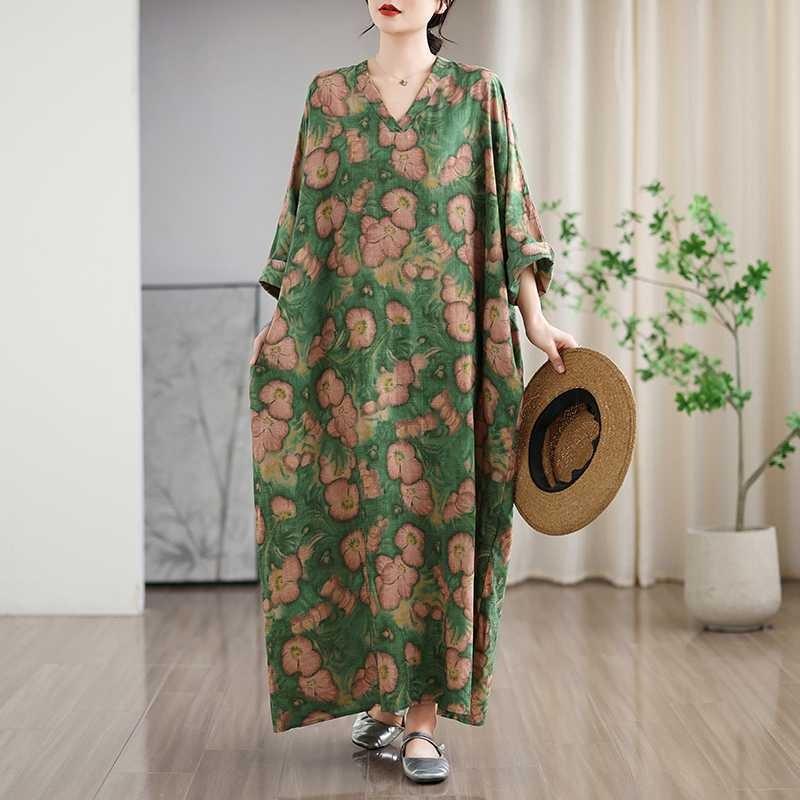 New Floral Vacation Style Travel V-Neck Vintage Dresses