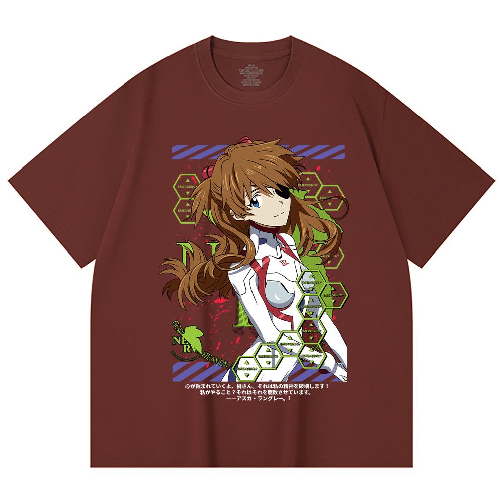 230 Gsm 100% Cotton Evangelion V4 Asuka Print Unisex Heavy Cotton T Shirt