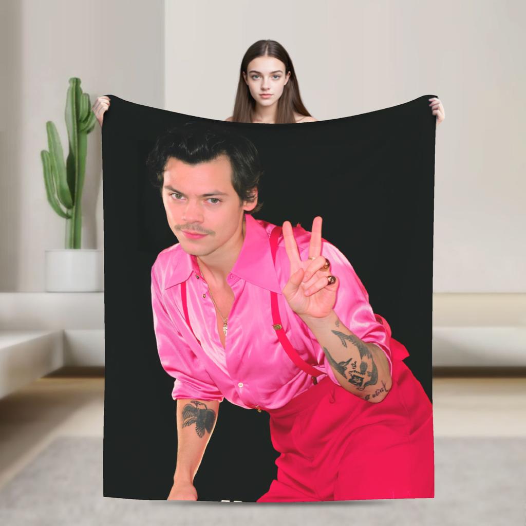 Singer H-Harrys S-Styles  Blanket  Picnic Flannel Throw Blanket For Bedroom Soft Warm Custom Quality Bedspread Gift