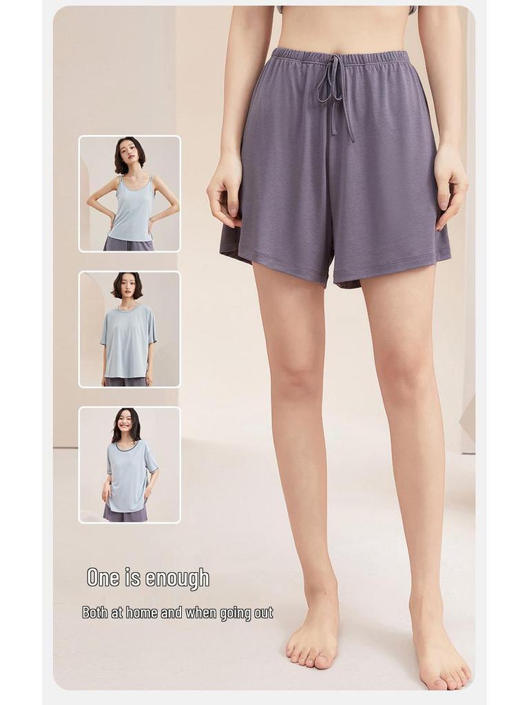 Summer Women's Ice Silk Modal Pajama Shorts - Versatile for Outdoors and Lounging
