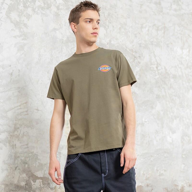 Dickies Classic Basic Logo Crew Neck Short Sleeve T-Shirt Unisex Tops Army-Green DK008905MGR