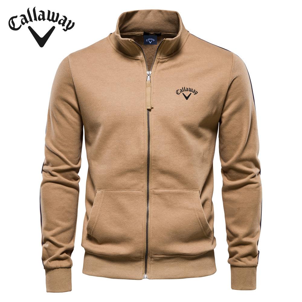 Callaway Vyšívané podzimní zima nové pánské stojací límec mikina s dlouhým rukávem sportovní kontrastní barva ležérní bunda cardigan