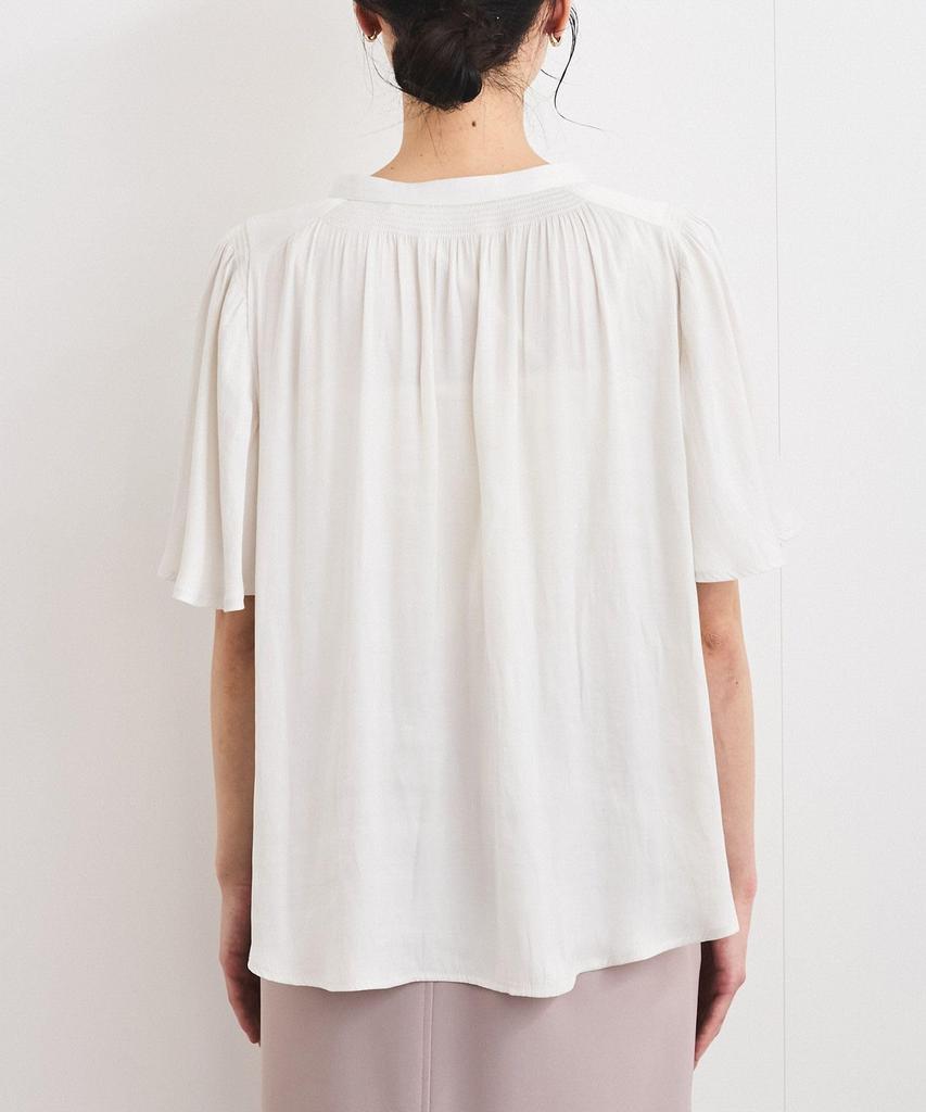 Charcoal [BIS] Women's 2-Way Split-Fiber Half-Sleeve Blouse,