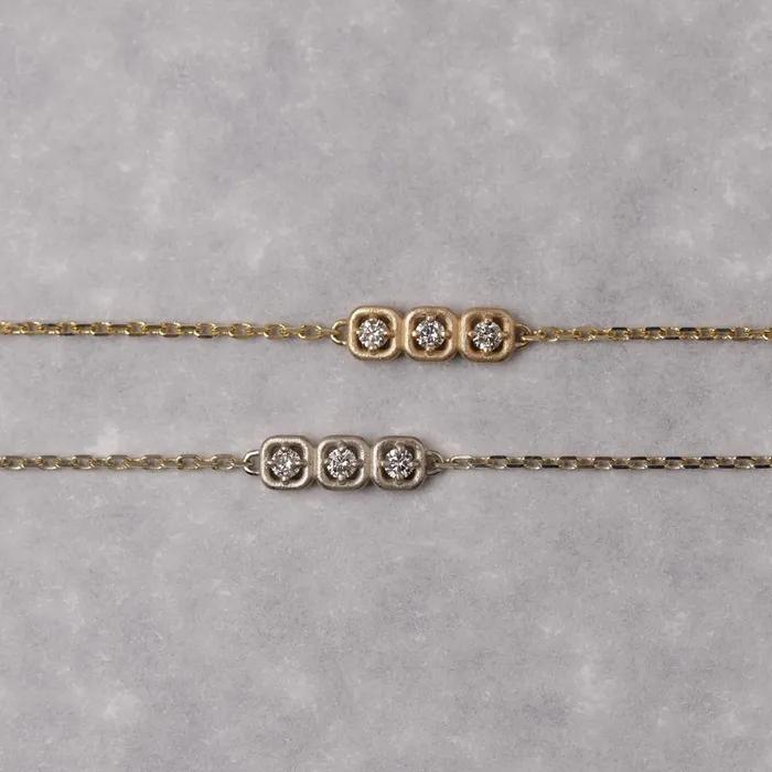 [14K]_diamond bricks bracelet.