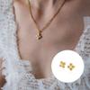 Stainless Steel Gold Plated Clover Necklace Earring Set With Pearl Accents Minimalist Luxury Jewelry Women