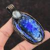 Blue Dendrite Opal Pendant Copper Wire Wrapped Pendant Moonstone Pendant Gift For Her Handmade Copper Jewelry Wire Wrapping Gemstone Jewelry