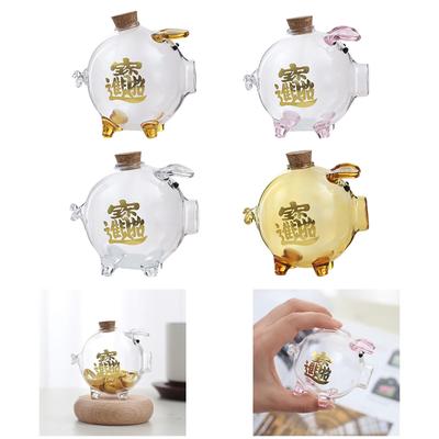 Borosilicate Glass Piggy Bank Pig Money Saving Box Container Case Shower Organizer Desk Kids Storage
