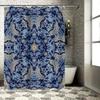 Blue Gold Bath Shower Curtain Fabric Print Home Decor Waterproof Modern Style Decorative Rainfall Pattern