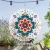 10 Zoll Mandala Windspiel Outdoor Gartendeko mit 360° drehbarem Haken Lebhaftes Metall Hängedesign für Terrasse Rasen Saisongeschenk