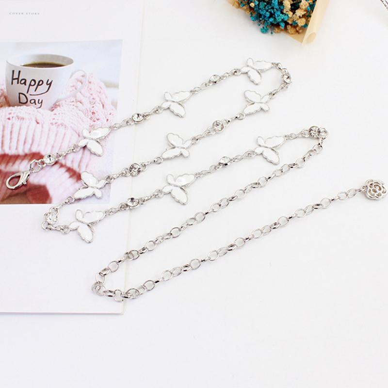 Trendy Butterfly Decoration Metal Belt Adjustable Slim Thin Body Waist Chain