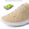 Women's Lightweight Breathable Mesh Elastic Casual Shoes Striped Rainbow Rhinestone Shoes