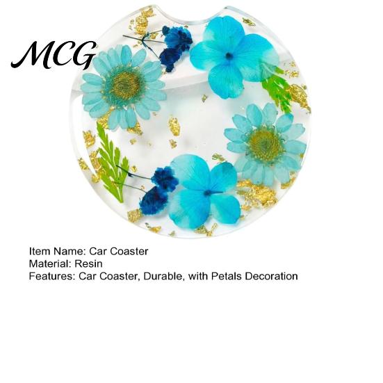 Reusable Car Coaster Coaster, Durable Resin Flower Drink Mirror Polished Unique Natural Coffee Cup Holder, for Interior Accessories Heat Resistant