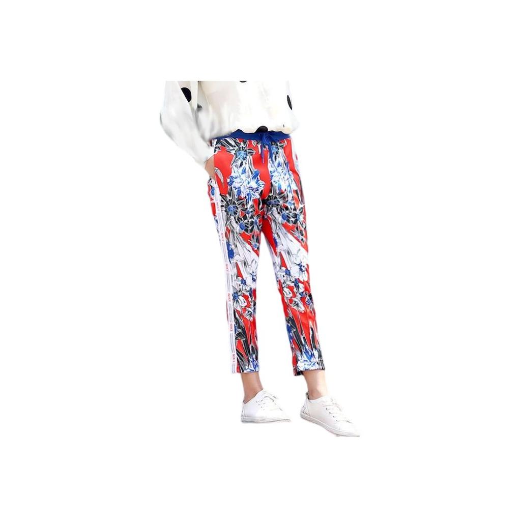 Nike Floral Print Drawstring Elastic Long Pants Women Bottoms Red AR2204-892